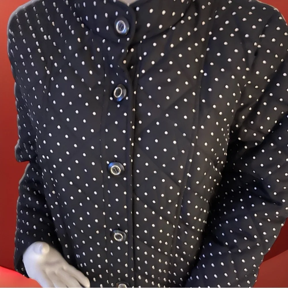 NWT CHICO’S $139 Black Polka-Dot Mandarin Collar Quilted Jacket 2 (Large 12/14) - Picture 6 of 16